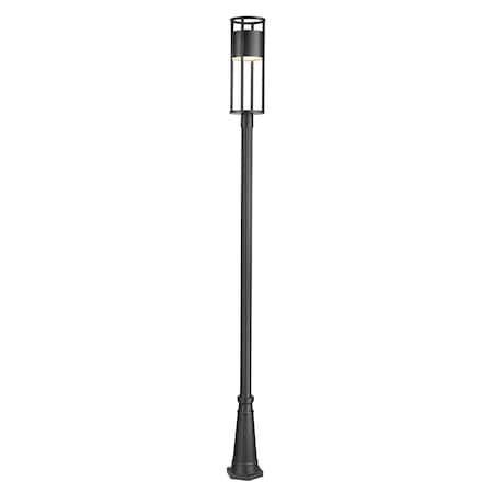 Z-Lite Luca Outdoor Post Mounted Fixture, 1-Light, 10 In.W x 121.75 In.H, Black/Etched 517PHB-519P-BK-LED